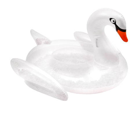 Pool Float - Feather Filled Swan - White